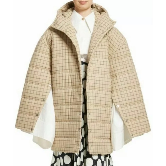 A.W.A.K.E Mode Oversized Checked Hooded Puffer Jacket  Coat - Picture 5 of 11